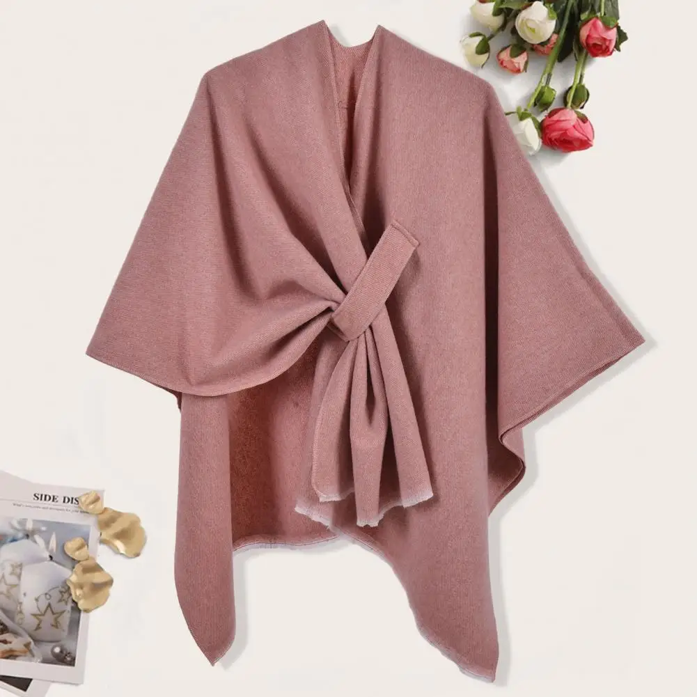 Women Shawl Wrap Stylish Women's Double-sided Irregular Open Front Bat Sleeve Cardigan Warm Winter Cape Shawl Wrap Poncho Bat