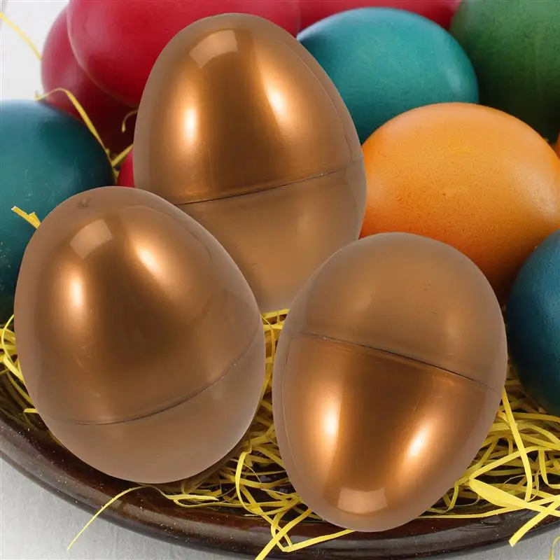 

10pcs Golden Eggs Plastic Easter Eggs Fillable Easter Eggs Easter Egg Shape Candy Boxes Decoration Twisted Eggshell 55*75mm