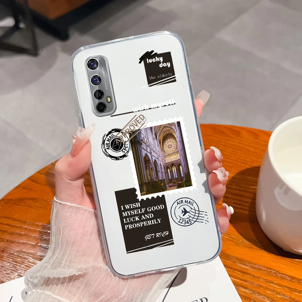 Gradient Flowers Pattern Soft Clear TPU Silicone Phone Case