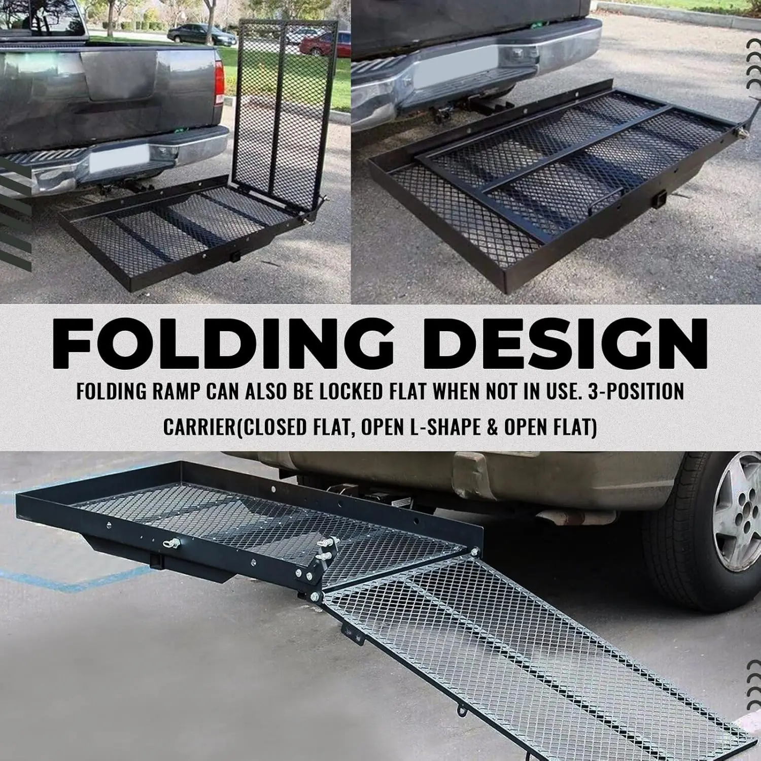 Trailer Hitch Folding Mobility Scooter Carrier Rack Luggage Basket Lift Rack Loading Ramp Wheelchair Carrier Mount Steel