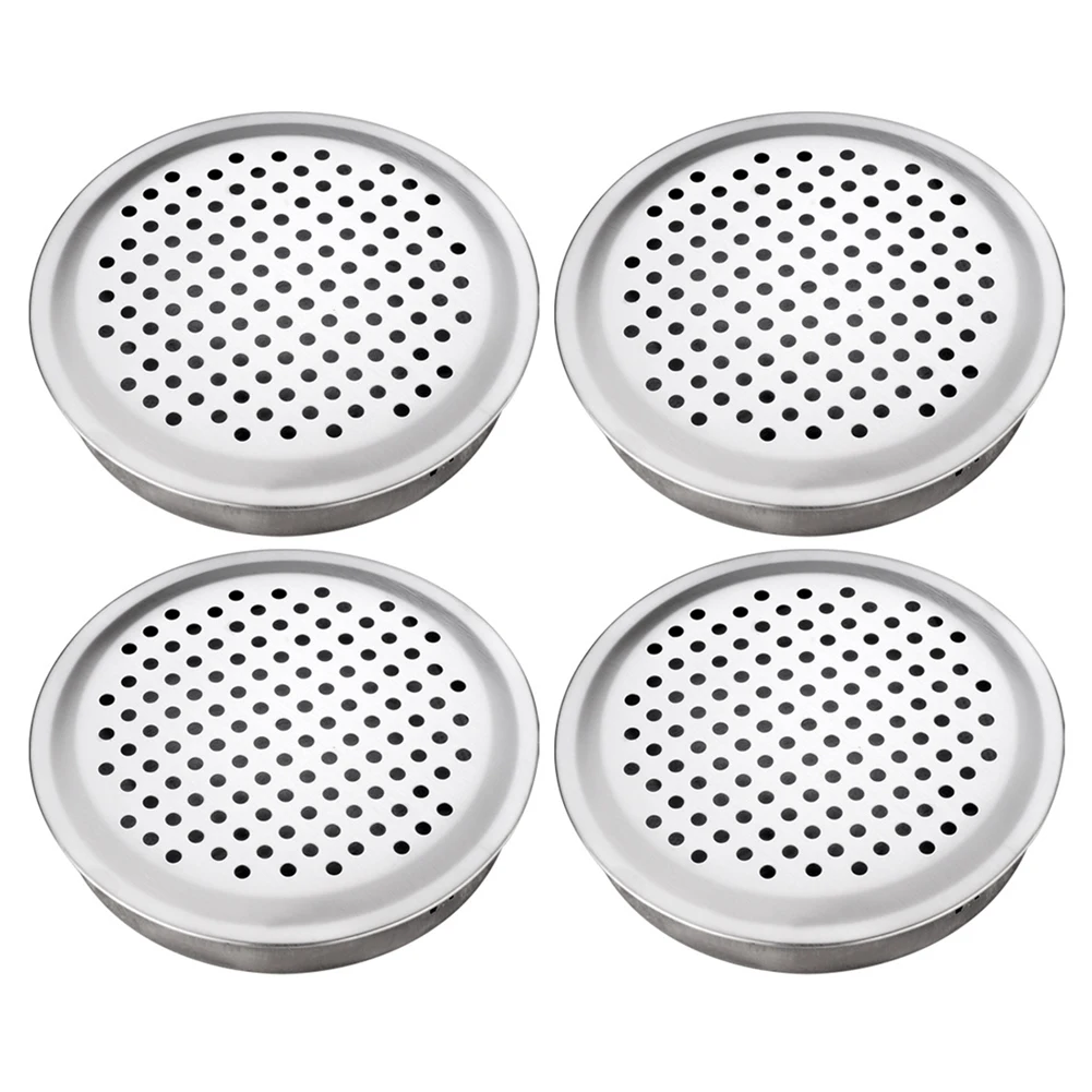4pcs Stainless Steel Vent Covers For Cabinets:Decorative Air Grilles Ventilation 70/100mm Cabinet Round Air Vent Hardware