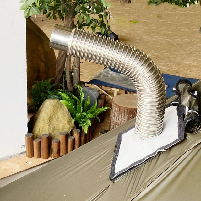 Corrugated Elbow Stove Pipe Chimney Flue for Tent Outdoor Wood Stove  Accessories
