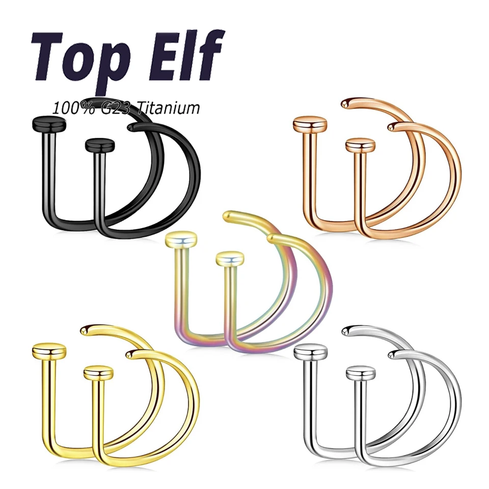 

10pcs Women Men Fake Piercing Nose Ring Earrings Fashion Non Punk Jewelry Clip G23 Titanium Perforation Septum Nose Ring