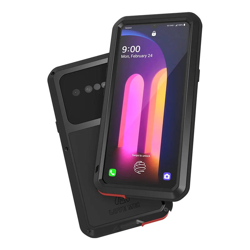 Love Mei Phone Case Silicone Military Grade Metal Protective Cover Shockproof and Dustproof for LG V60