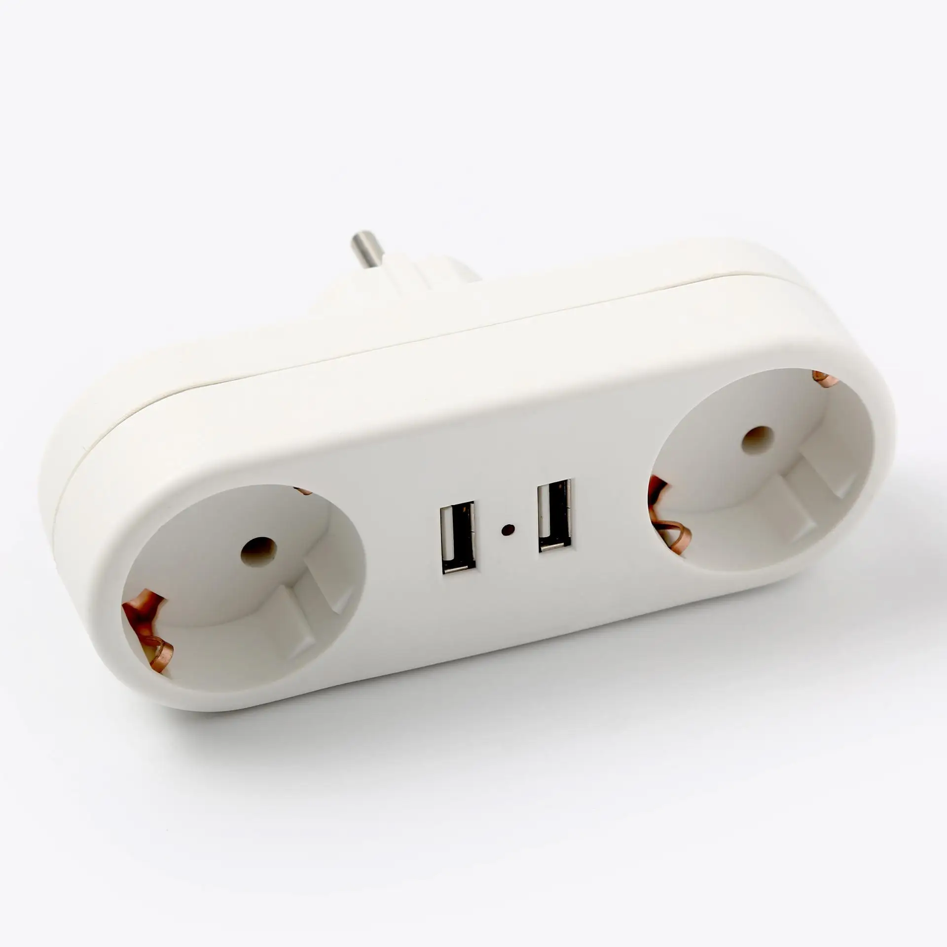 White Plastic USB Socket Converter for Germany France EU Standard