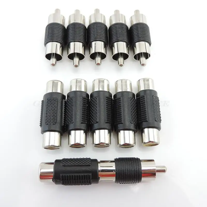 

5pcs RCA Connector Male to Male Female to Female Jack Plug Connector Adapter Video Audio Extender Cord Cable Converter