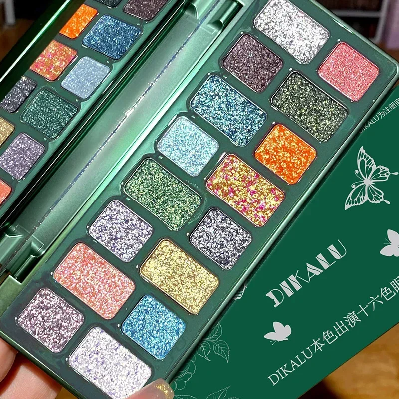 Diamond Pearl Punk Red Black Eye Shadow Makeup Palette Waterproof Lasting Matte Green Glitter 16 Color Eye Shadow Palette Makeup