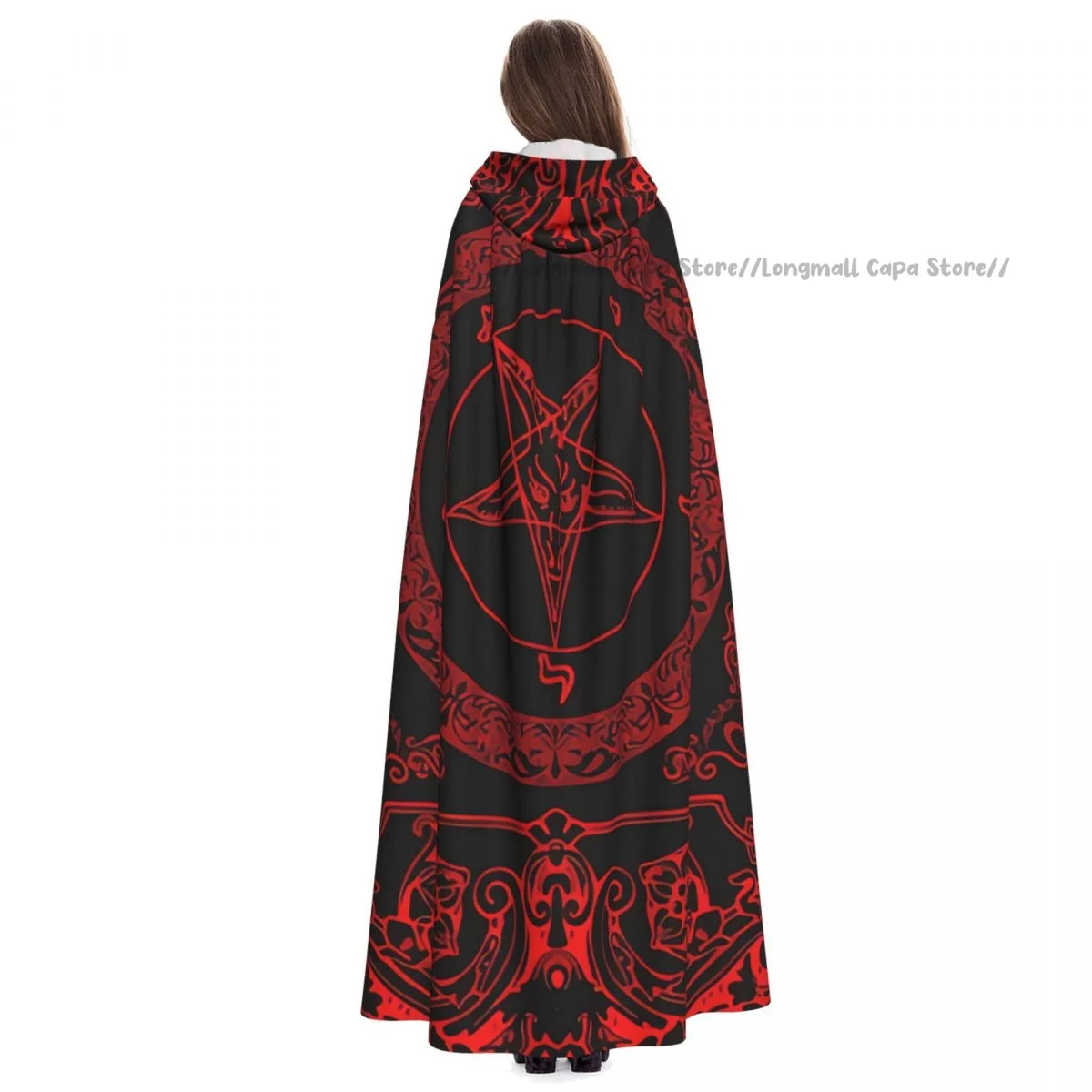Cosplay costumi medievali pentagramma Baphomet mantello con cappuccio mantelle abiti lunghi giacche cappotto carnevale - immagine 4