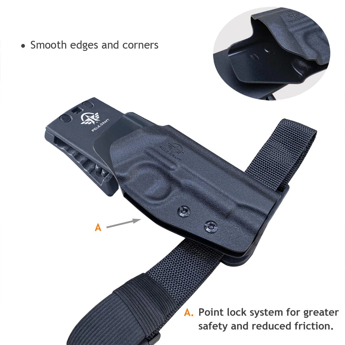1911 Holster Kydex for Colt Commander 1911 .45 / 9mm / 4.25" PT1911 Outside Waistband Carry 1.5-2 Inch Belt Clip with Leggings