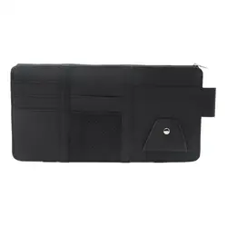 Premium Car Sun Visor Organizer - Multi - Pocket Storage Pouch with Glasses Clip and Zippered Compartments (Black)