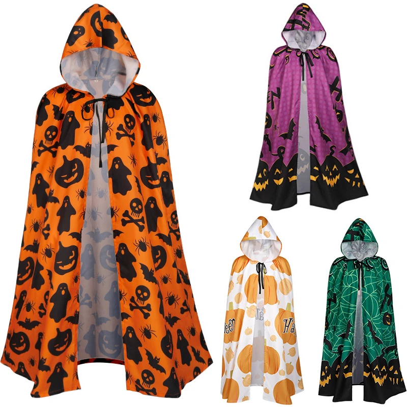 Halloween Cloak Cosplay Costume for Men Women Hooded Death Elf Magician Witch Cloak Cape Robe Fantasia Adulto Party Stage Show