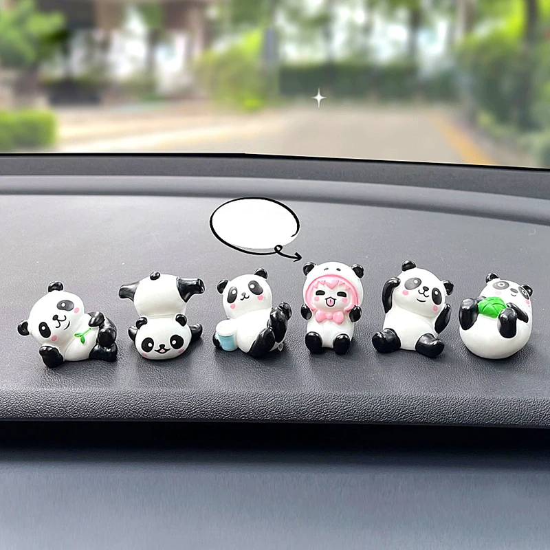 68PcsCuteMiniGiantPandaCarDashboardOrnamentsCarNavigatorScreenDecorationDollCar