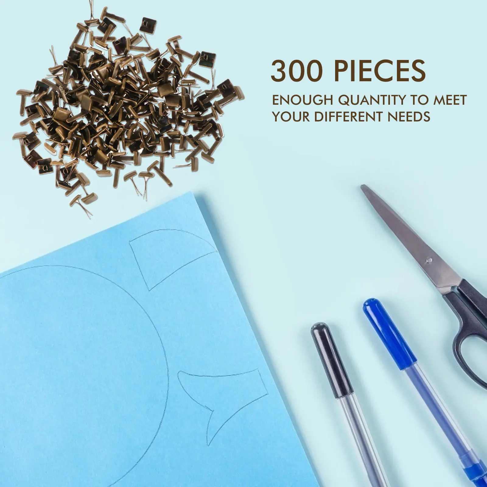 300개 사각형 이중 다리 스터드 절묘한 공예 리벳 오래 지속되는 변색 방지 DIY 액세서리