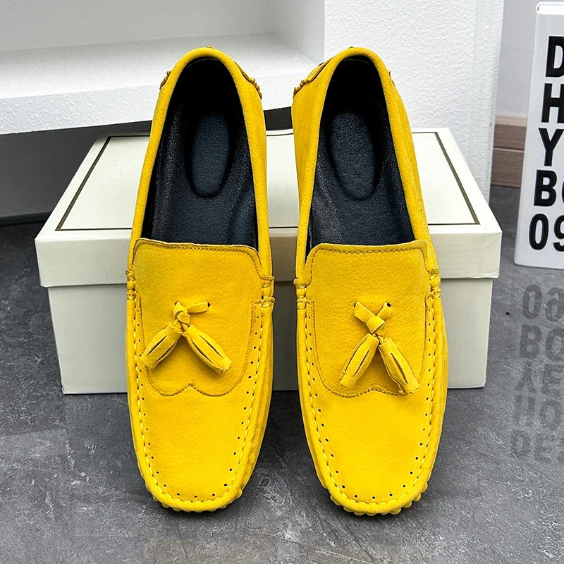 YRZL Loafers Men Casual Shoes Tassel Brogue Big Size Driving Shoes