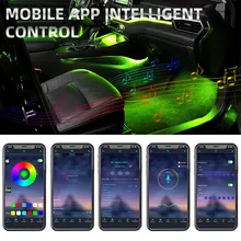  4PCS Car Atmosphere Led Foot Light USB Lighter Car environment  decorative lights Auto Interior Ambient Lamps with APP control 