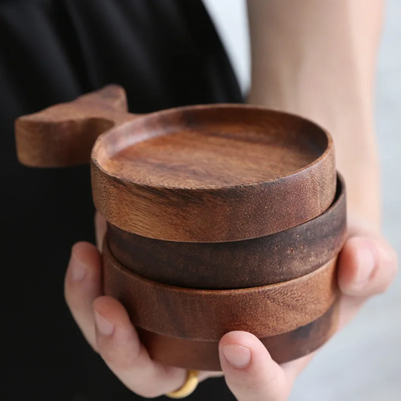 1/4Pcs Japanese Vintage Wooden Fish Trays Dish Solid Wood Sauce Acacia Hand-painted Tableware Dipping Household Commercial 6