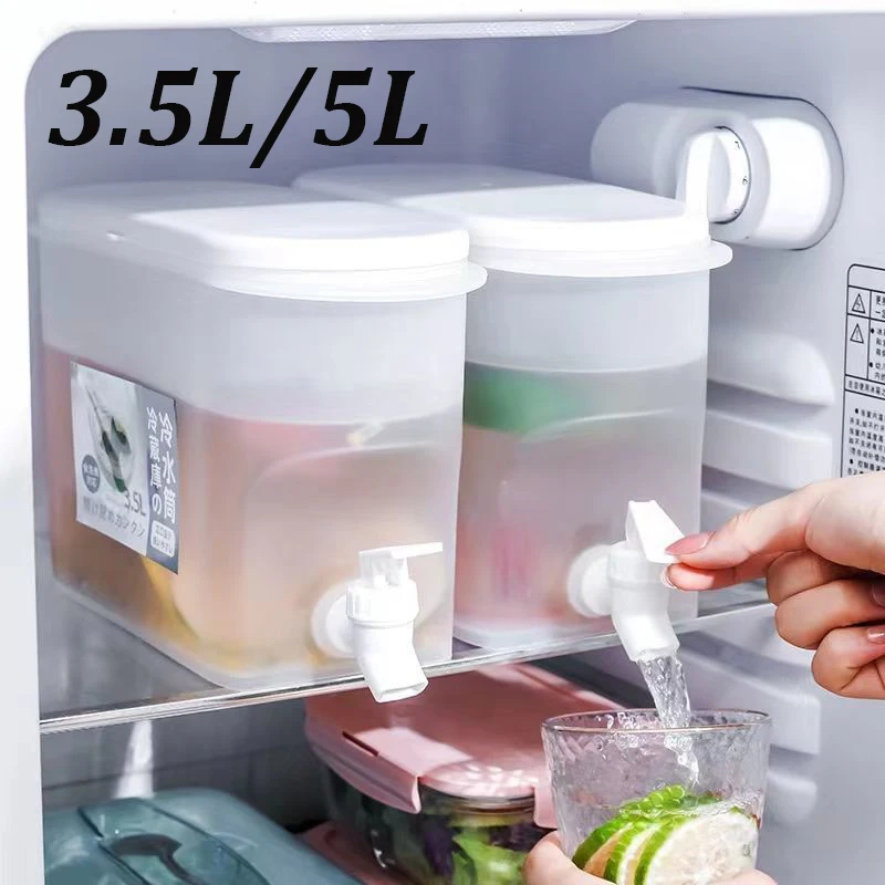 

3.5L/5L Large Capacity Cold Kettle with Faucet In Refrigerator Iced Beverage Dispenser Cold Water Pitcher for Summer Drinkware