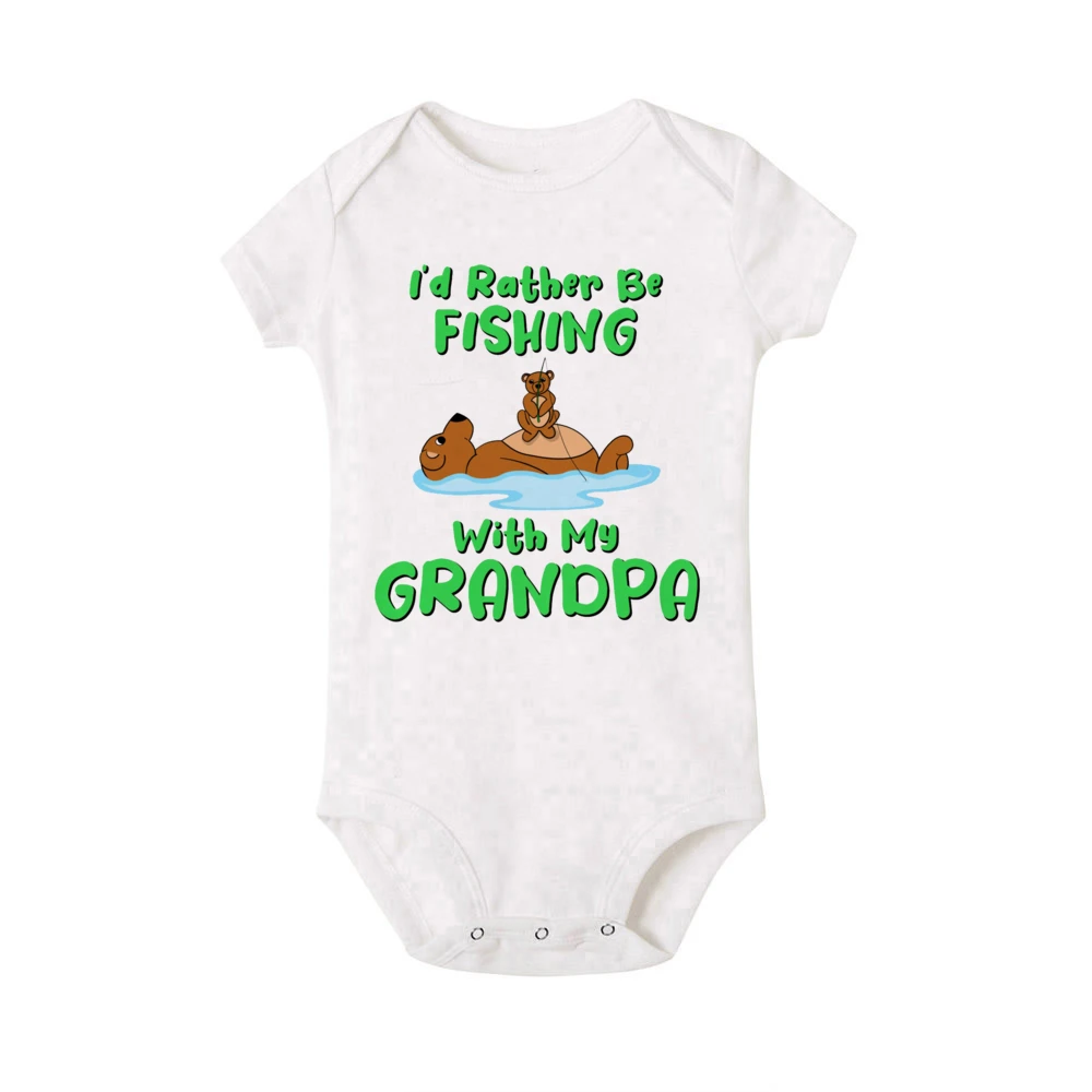 Baby Bodysuit I'd Rather Be Fishing with Grandpa Print Romper Baby Clothes  Girls Boys Outfit Toddler Funny Jumpsuit Newbron Gift - AliExpress