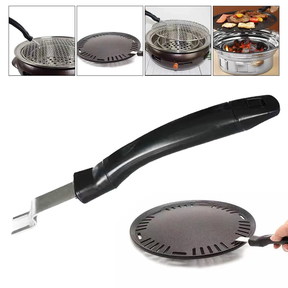 Barbecue Tool Stainless Steel Cooking Clamp Charcoal Grid Lifter Crowbar Bbq Food Flipper Durable Reusable Steak Clamps Kitchen