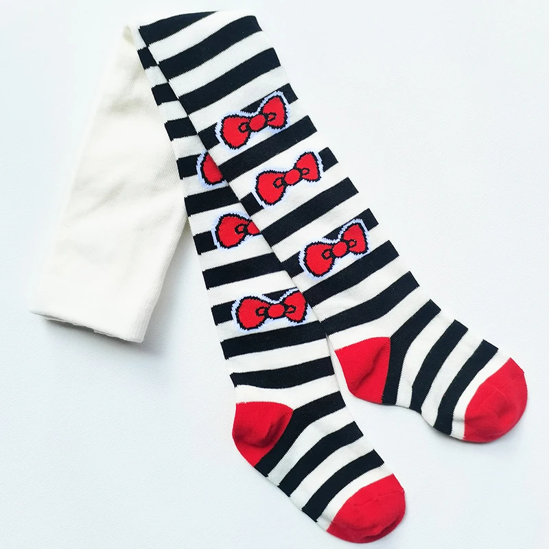 New Spring Girls Color Bows Tights Kids Stockings Autumn Baby Girl Clothes Tights for Girls Striped Pantyhose
