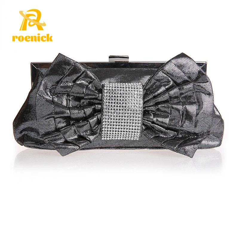 

ROENICK Women's Bow Rhinestone Banquet Clutch Lady Cocktail Party Club Handbags Purses Wedding Bridal Purple Phone Evening Bags