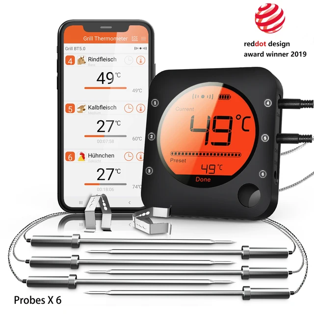 Wireless Bluetooth Meat Thermometer – 6 Probe Digital BBQ Kitchen Thermometer 1