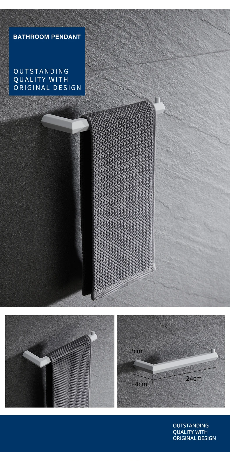 Description Picture 5 of itemStainless Steel 304 White Wall Mounted Bathroom Towel Ring Toilet Tissue Paper Holder Robe Hook Hardware Set