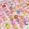 50/100pcs/Lot Factory Mix Style Lovely Child Finger Rings for Children Open Adjust Design Resin Apple Cute Rabbit Ice Cream Kids 6