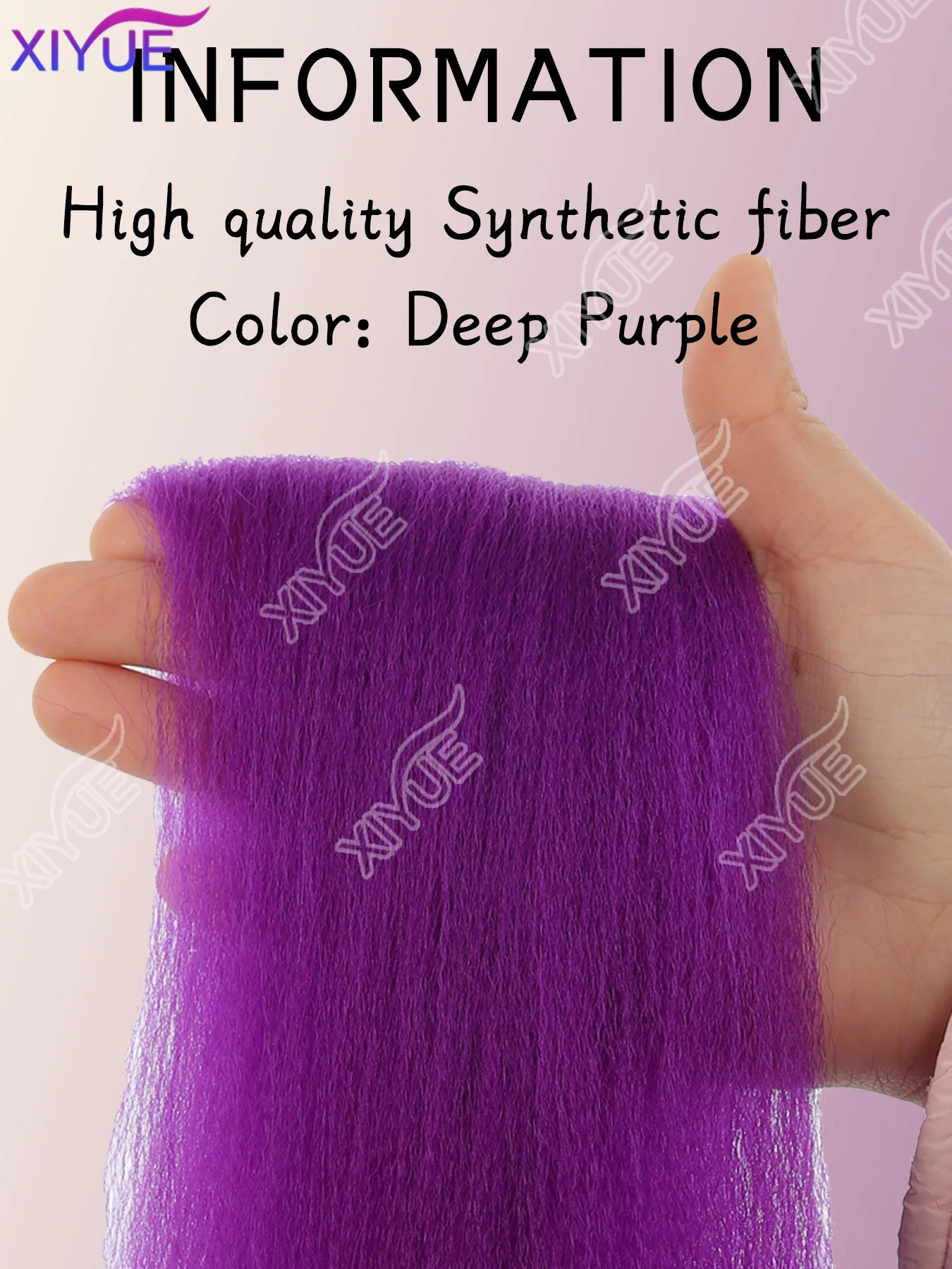 XIYUE Synthetic 26Inch Long Straight Ponytail Purple DIY Braided Ponytail With Rubber Band Halloween Hair Accessories For Woman