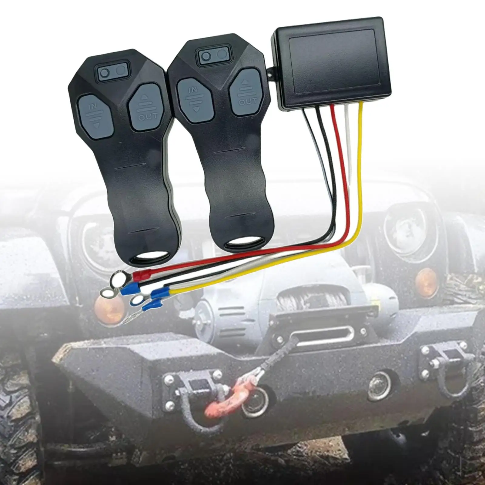 Wireless Winch Remote Control Kit with Indicator Light 2 Electric Remote Control Handset Switch 12V 24V for Truck Vehicle