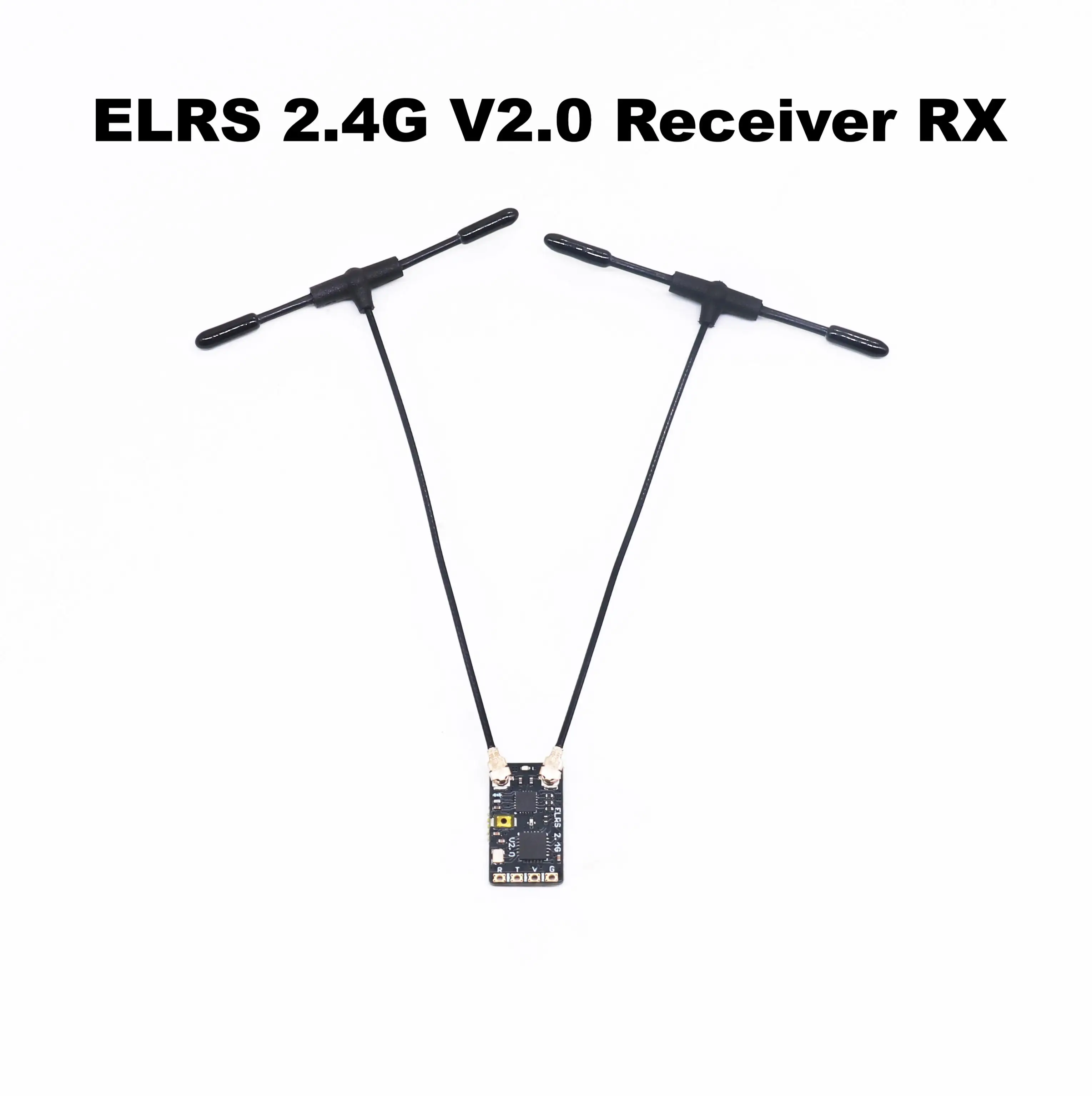 Récepteur ELRS 2.4G NANO 100mW pour radiocommande - B-CUBE, vue de face avec connecteurs
