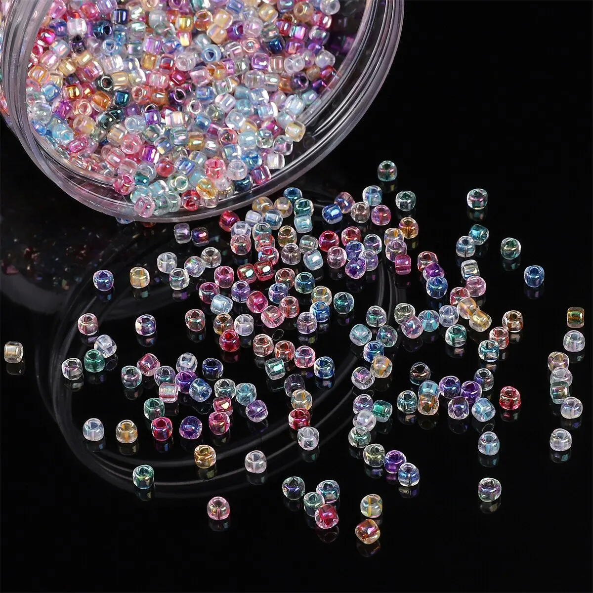 About 840pcs Premium 4mm Fantasy Dyed Core Triangle Beads Glass Seed Beads Loose Beads For DIY Handmade Beaded Jewelry Material