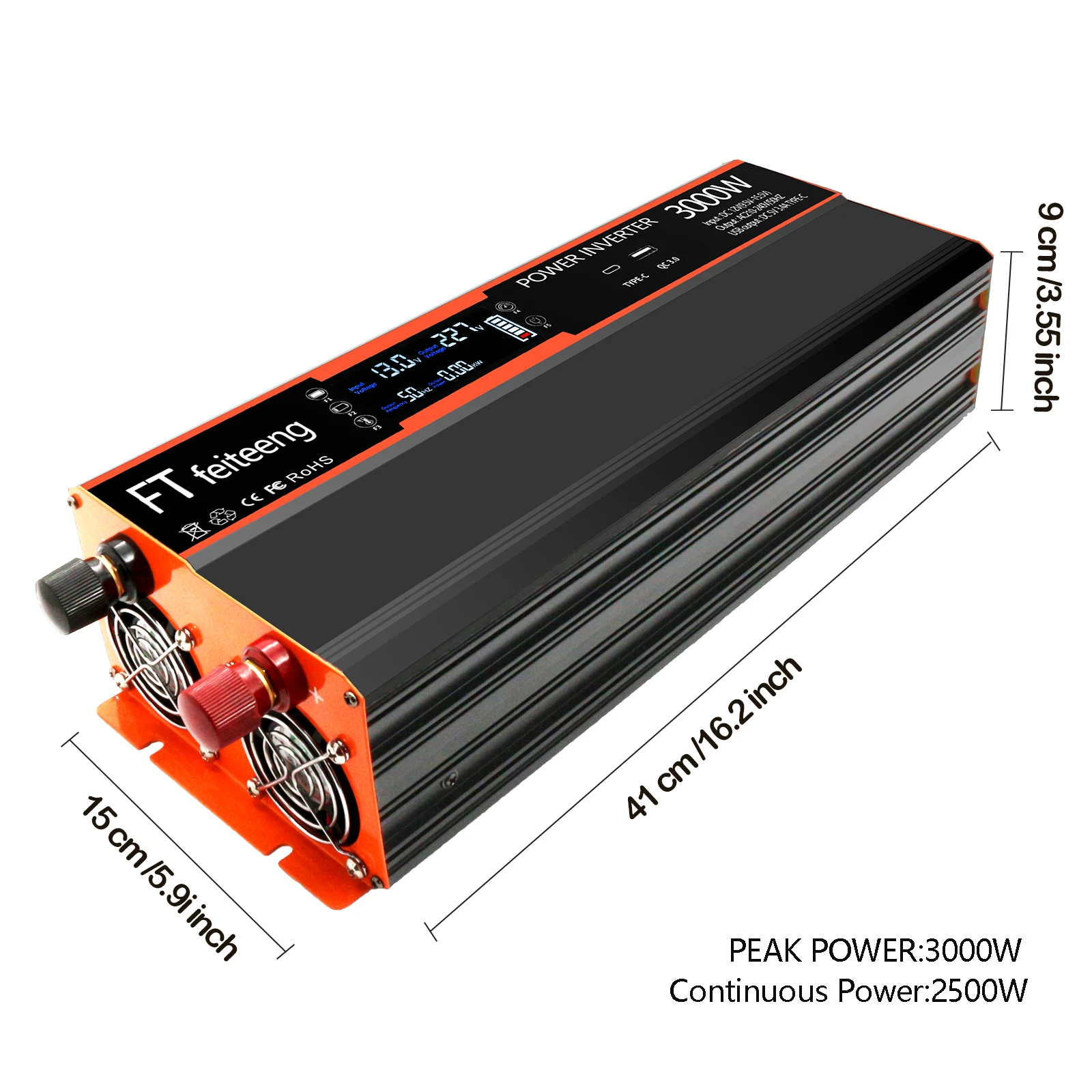 3000W Power Inverter DC12V To 220V /230V Voltage Converter LVD Display Car Solar car converter inverter