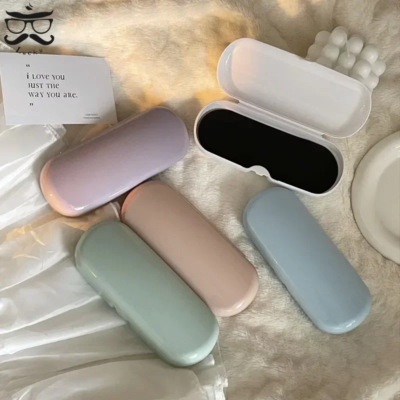 Cream Colored Glasses Case Women Portable Cute Sunglasses Myopia Glasses Storage Box Travel Protective Organizer
