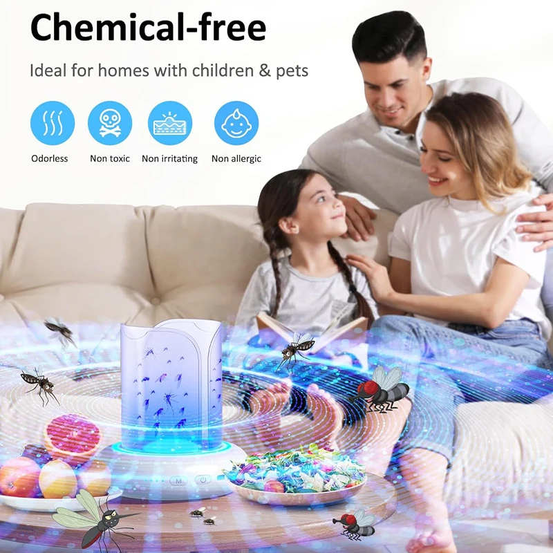 휴대용 UV 모기 킬러 램프 스티키 트랩 파리 잡는 기계, 침실 정원 캠핑용 조절 가능, 친환경 해충 방제