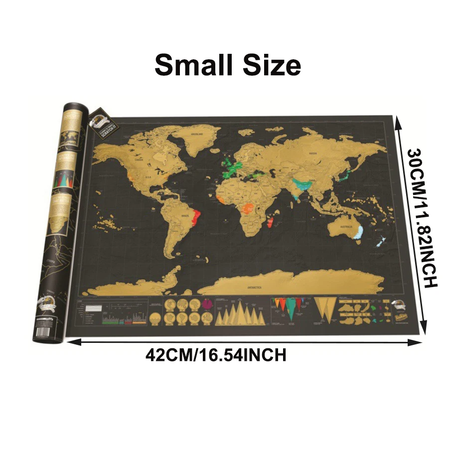 Kraskaart | Reiskaart en kraswereldkaarten | X-Large krassen wereldkaarten | Zwartgoud Travel Deluxe