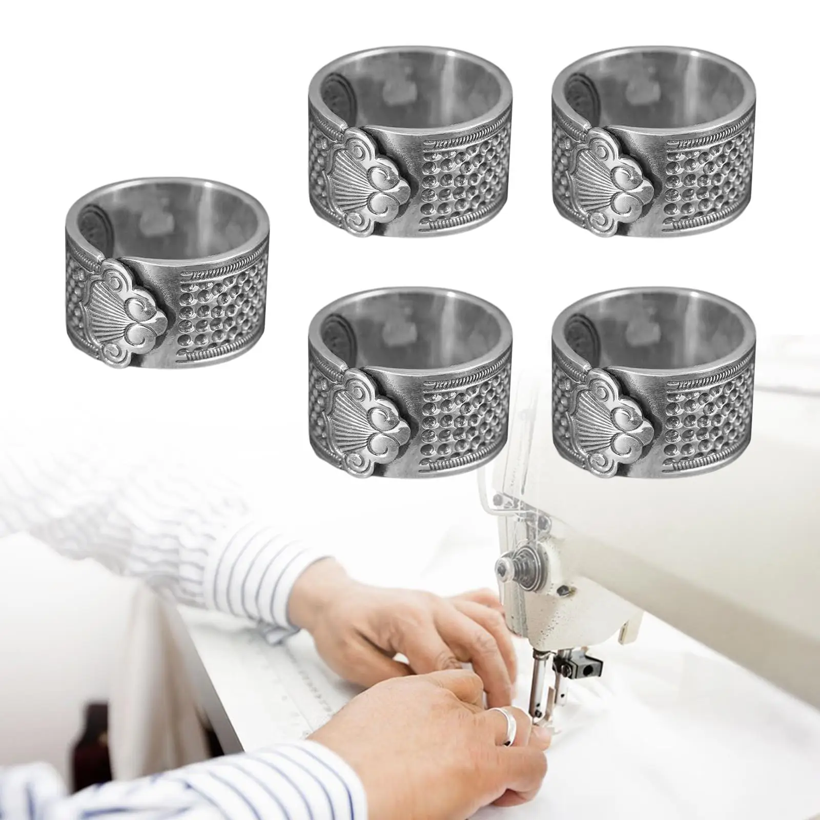 5Pcs Sewing Thimble Durable Sturdy Alloy Fingertip Thimble for