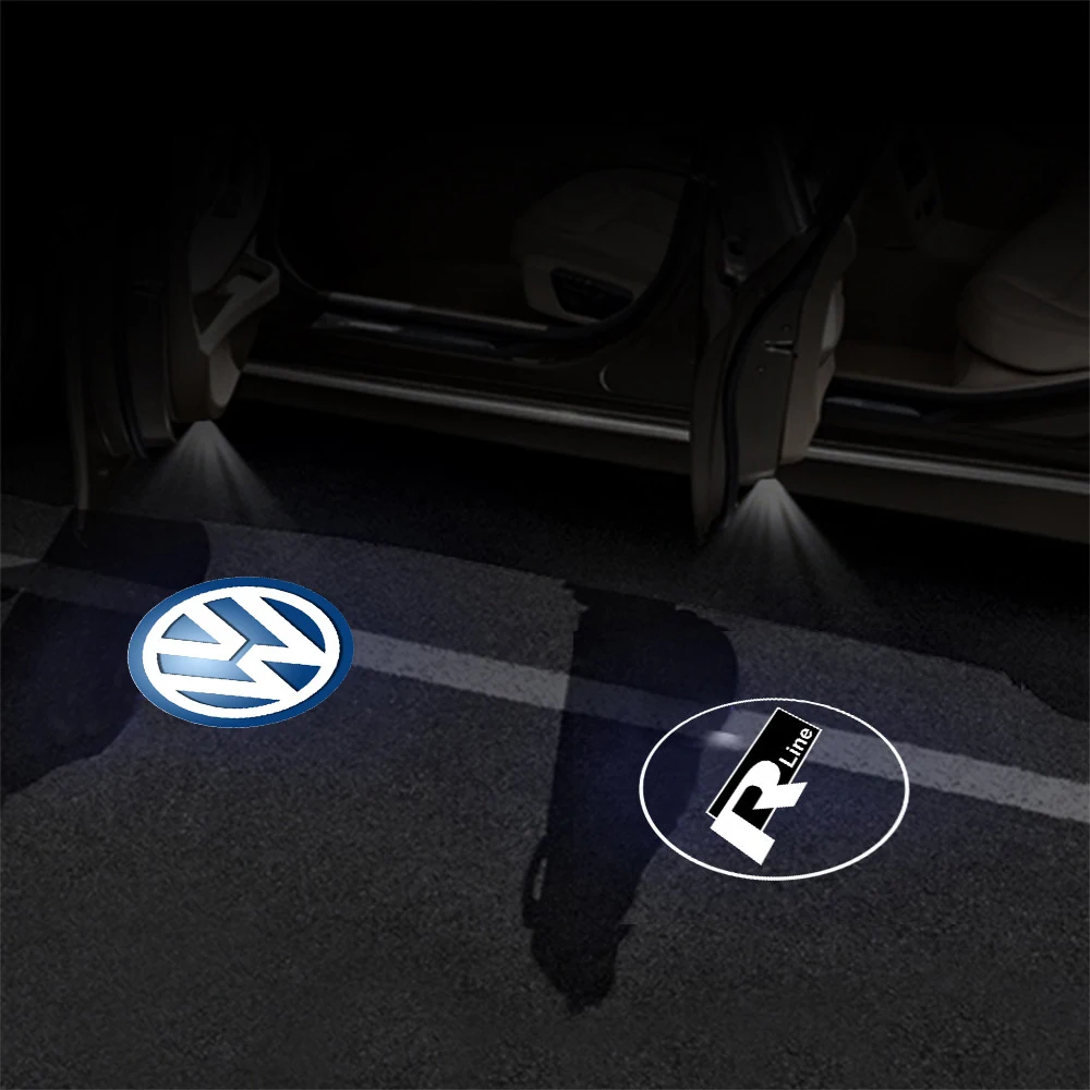 1/2Pcs Car Door Magnetic Welcome Light Proiettore Laser Lampada Per Volkswagen Vw R Line Golf 6 7 8 Touareg Passat Polo Jetta Mk4