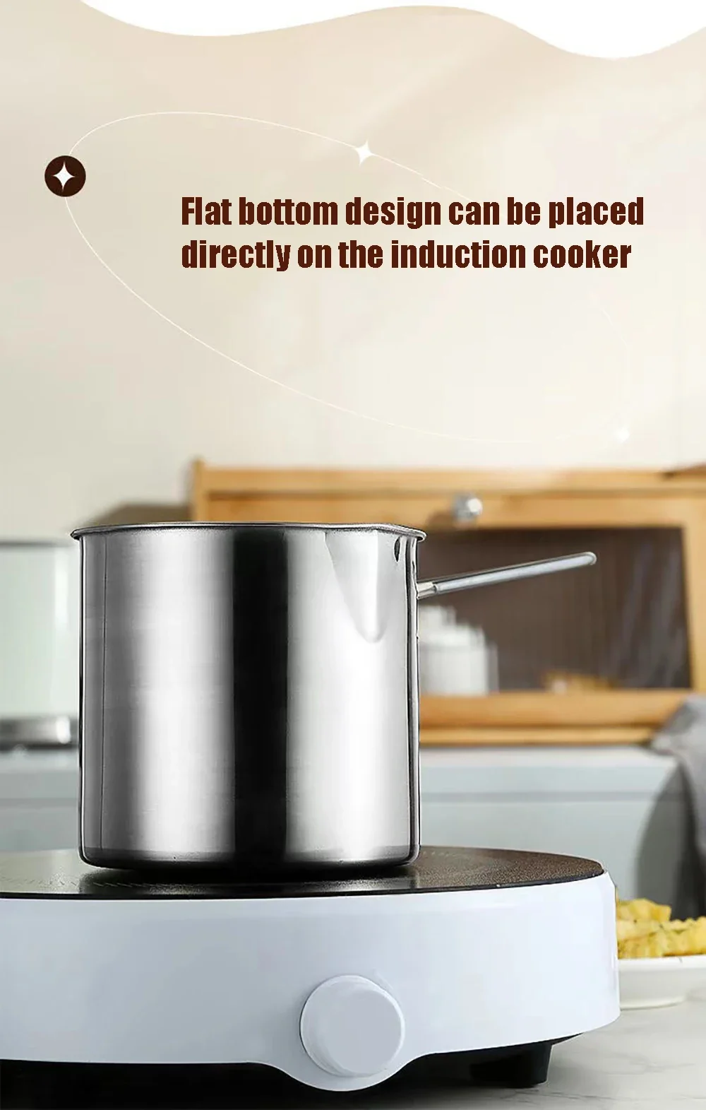 Description Picture 2 of itemDeep Fryer 304 Stainless Steel Fryer with Frying Basket Auxiliary Food Pot To Deepen Japanese Milk Pot Kitchen Appliance