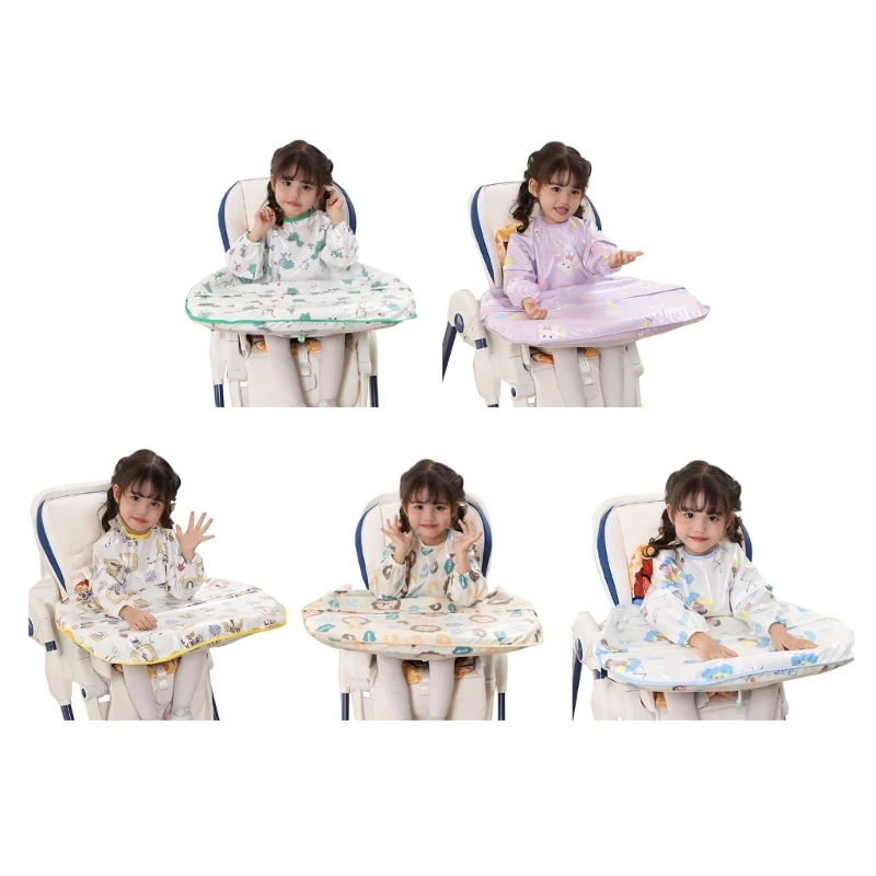 Waterproof Baby High Chair Coveralls with Removable Sleeves Baby Led Weaning Bib Protect Baby Chair from Messy Meals