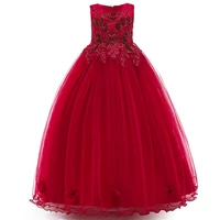 Robes de soirée formelles en dentelle pour filles, robe de demoiselle d'honneur pour enfants, robe de Rhen tulle, fête d'anniversaire et de mariage 2