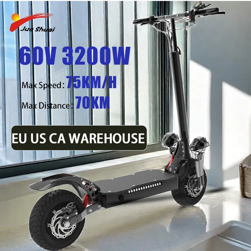 

Electric Scooter Adults with Seat, 3200W Dual Motor Up to 75KM/H & 70KM Scooter Electric for Adults, 60V 20Ah 10" Off Road Tires