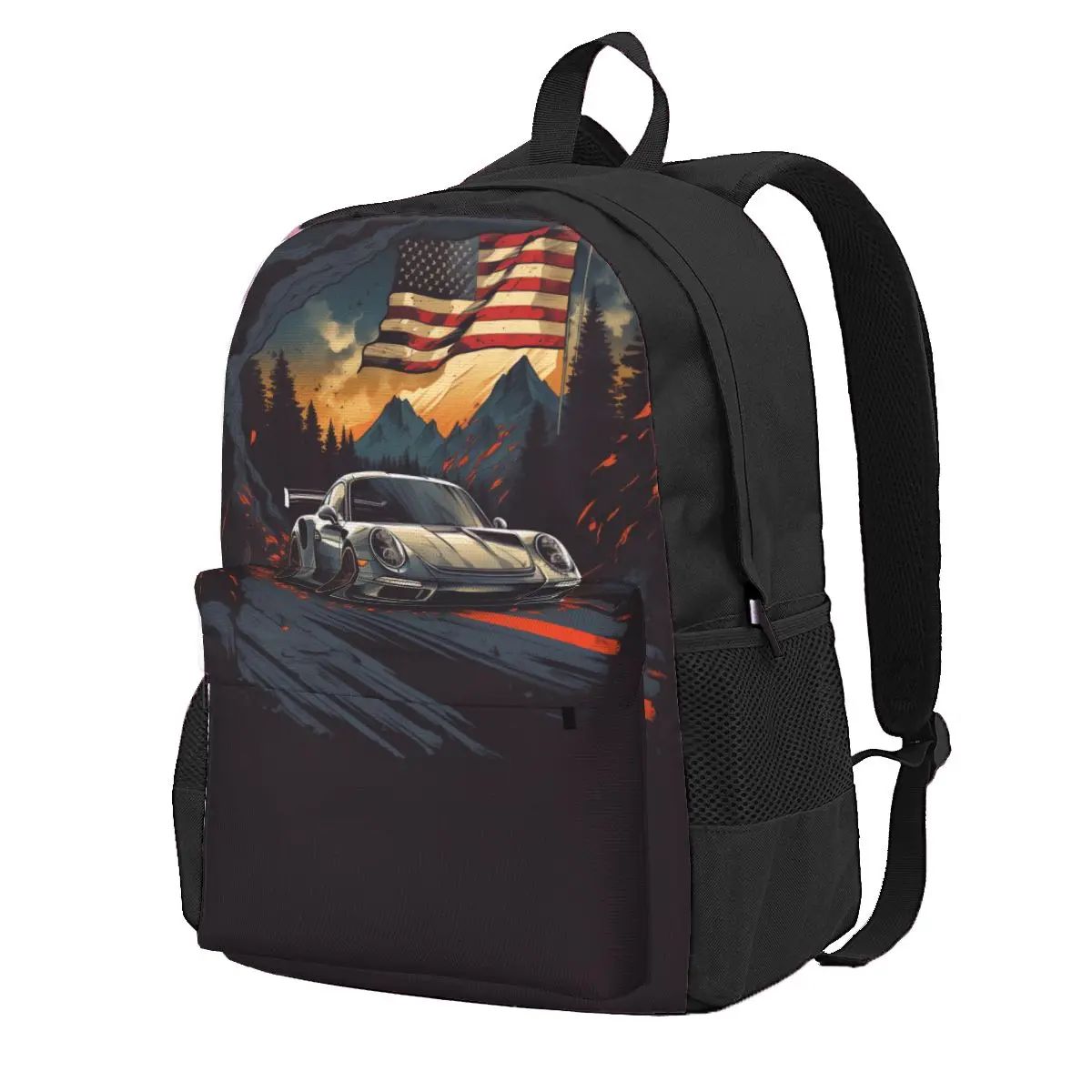 

Classic Sports Car Backpack Car Road University Backpacks Female Modern High School Bags Designer Big Rucksack