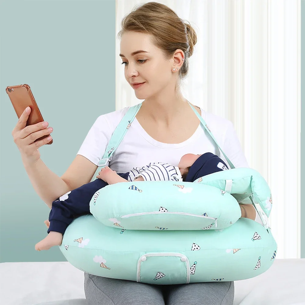 Multifunctional Nursing Pillow with Adjustable Belt and Detachable Cotton Cover Newborn Baby Waist Nursing Pillow