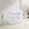 Grey Double Layer Mesh Cosmetic Bag Women Portable Make Up Case Big Capacity Travel Zipper Makeup Organizer Toiletry Storage Box 3