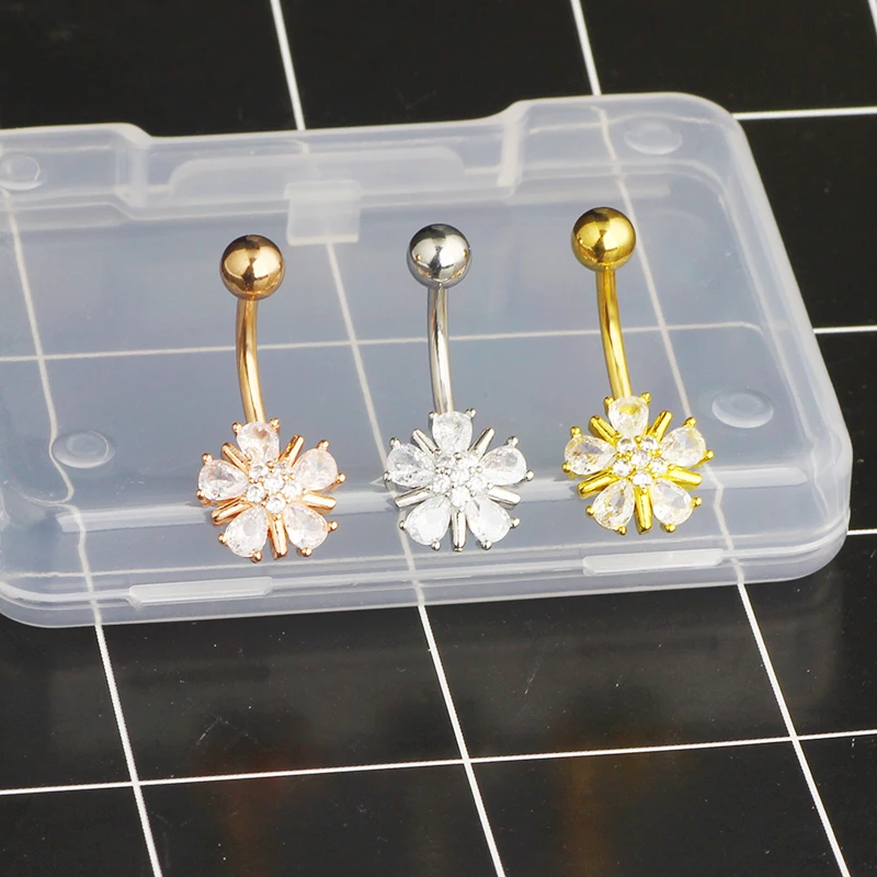 wholesales 14G Belly Button Piercing Navel Ring 316L Surgical Stainless Steel CZ Belly Piercing Ombligo Jewelry for Women mix 3