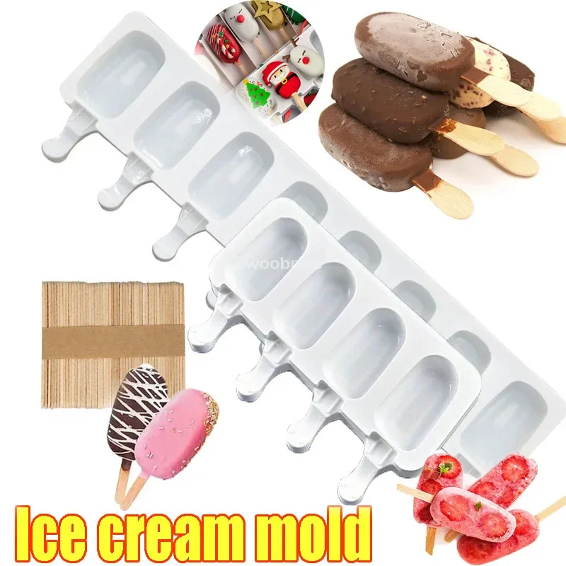 Ice Cream Mold Silicone DIY Chocolate Dessert Popsicle Moulds Tray Ice Cube Maker Homemade Tools Summer Party Supplies