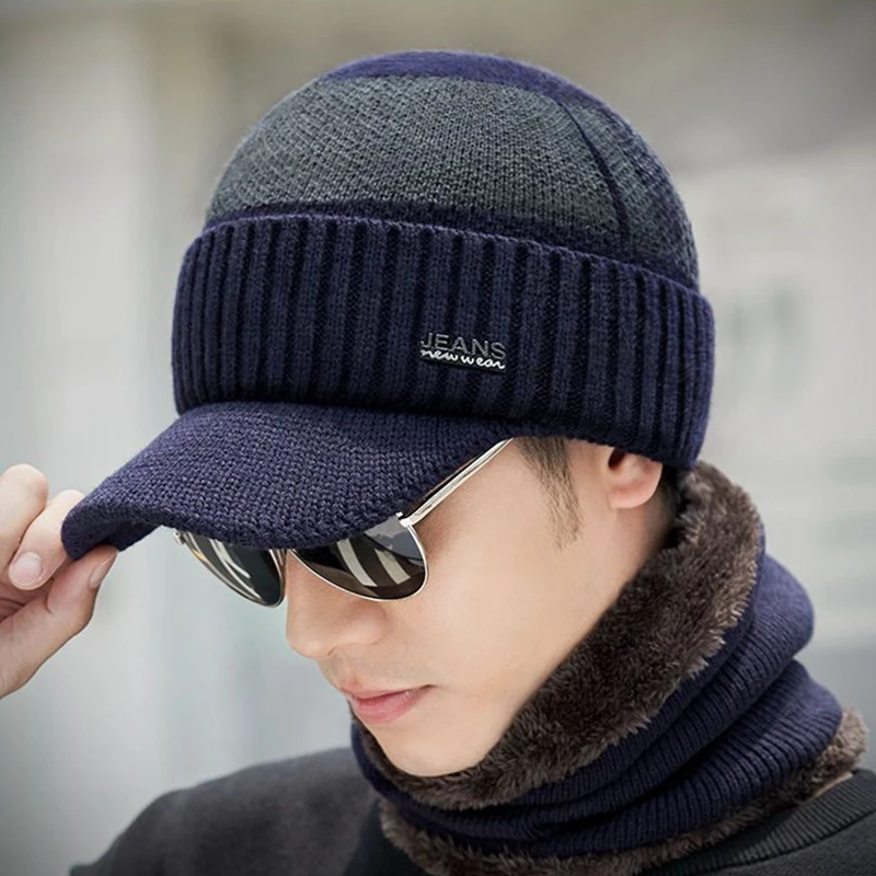 Winter Hat For Men Women Skullies Beanie Wool Scarf Balaclava Mask Bonnet Knitted
