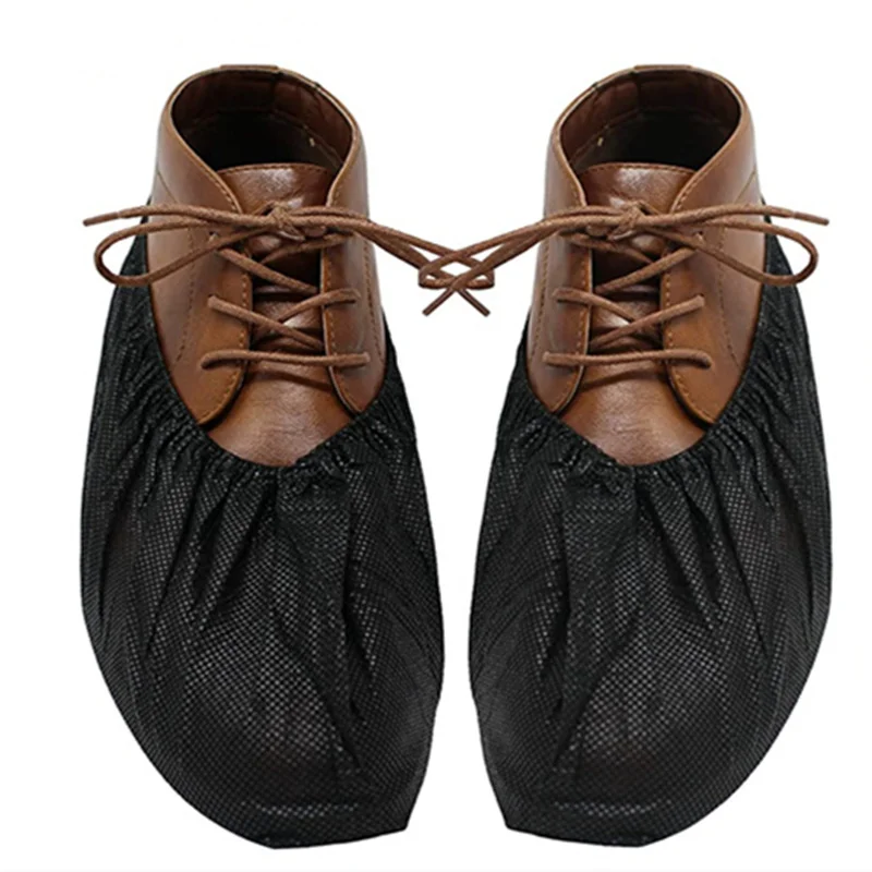 100 PCS Disposable Boot Shoe Covers Black Non-Slip Large Size