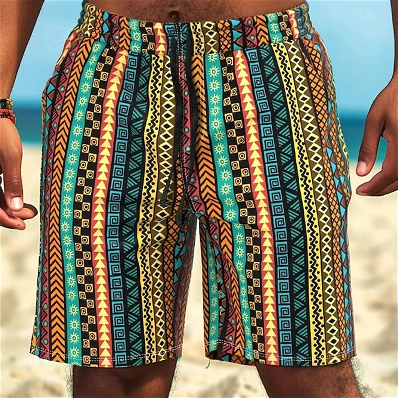 Mens African Tribe Print Beach Shorts Surfing Swimwear